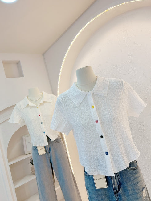 Casual Buttons Up Short Sleeves Tops